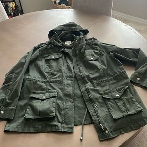 Worn once! Size 2x Dark Green Market & Spruce Kathleen Cargo Jacket